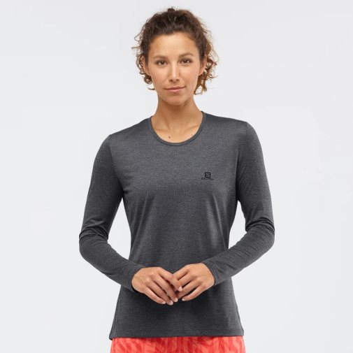 Black Salomon Agile Long Sleeve Women's T-Shirts | IE SL4957